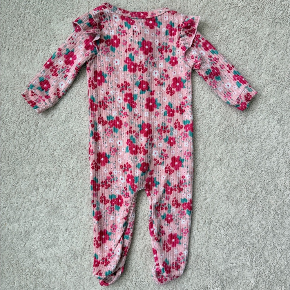 dELiA*s Pink and Red Floral Kids One Piece Footie - Picture 9 of 11